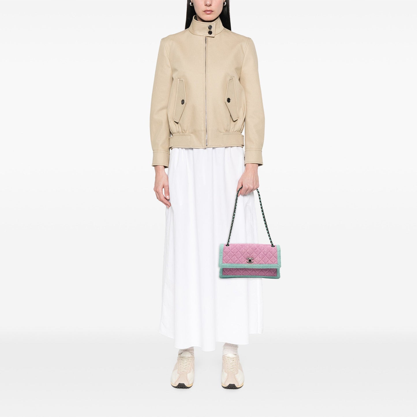 Chanel CC Quilted Bicolor Tweed Flap