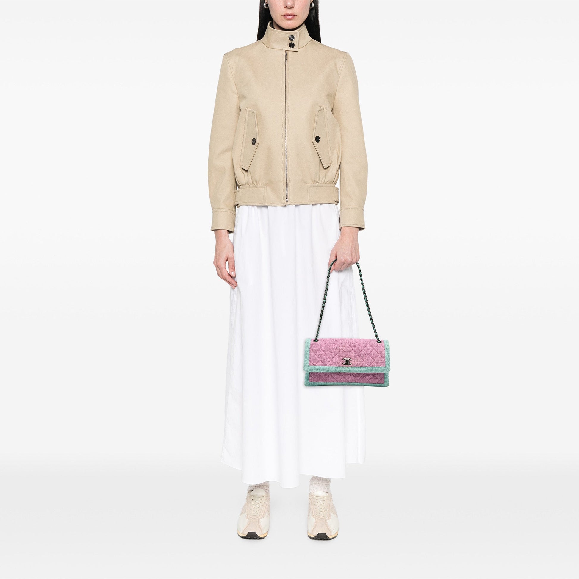 Chanel CC Quilted Bicolor Tweed Flap