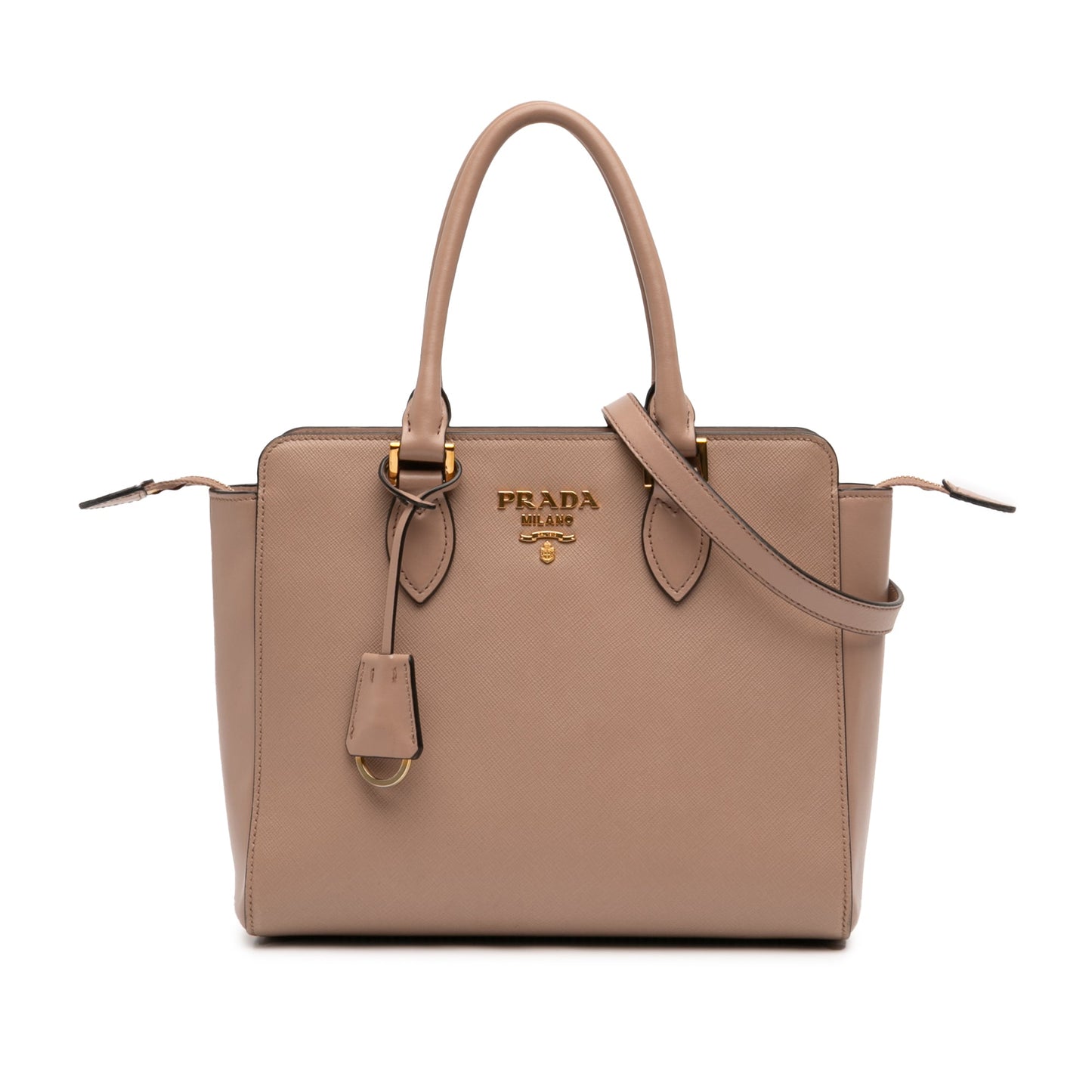 Soft Calf Trimmed Saffiano Lux Zip Convertible Tote