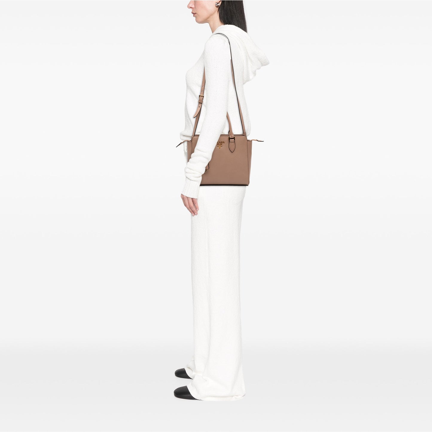 Soft Calf Trimmed Saffiano Lux Zip Convertible Tote