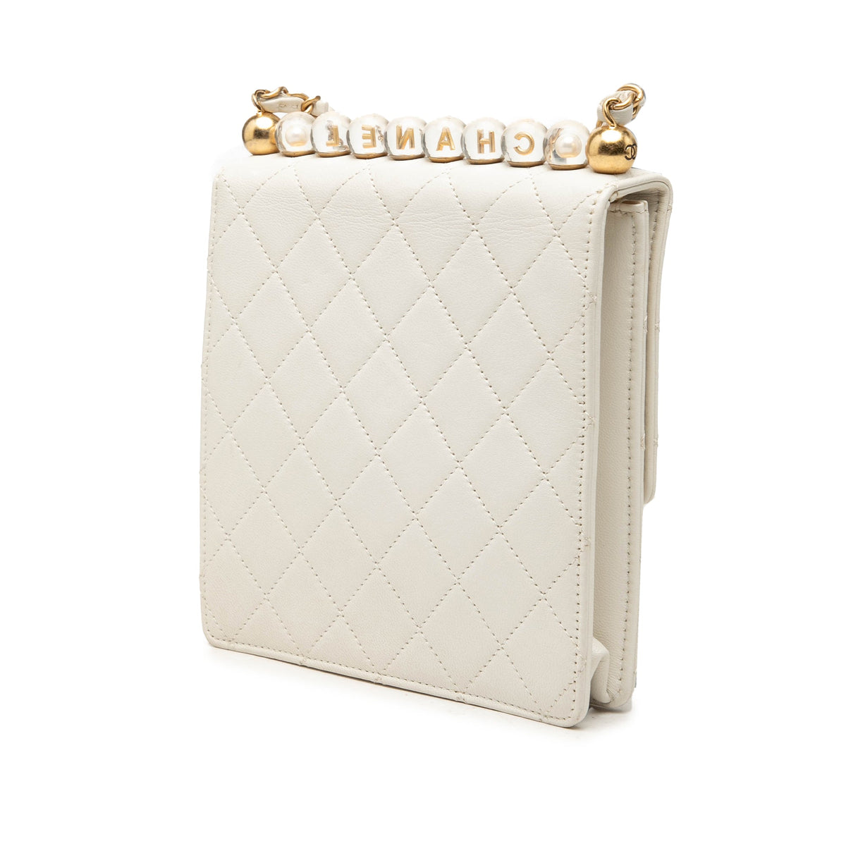 Chanel Small Lambskin Chic Pearls Flap — White