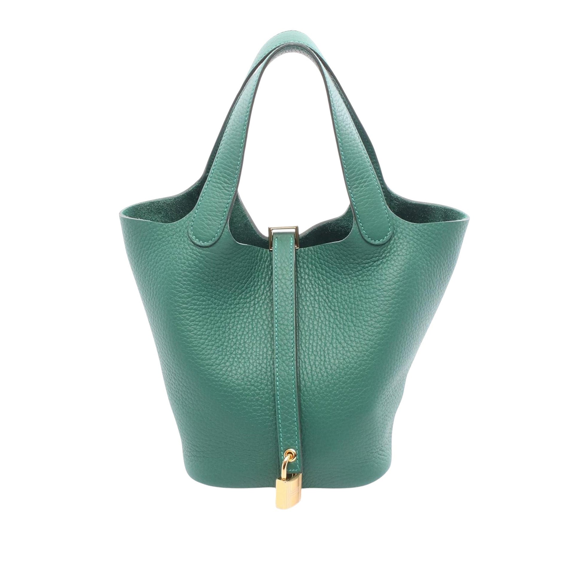 Hermès HERMES Picotin Lock PM Handbag Taurillon Clemence leather Taurillon Clemence Green Used Women