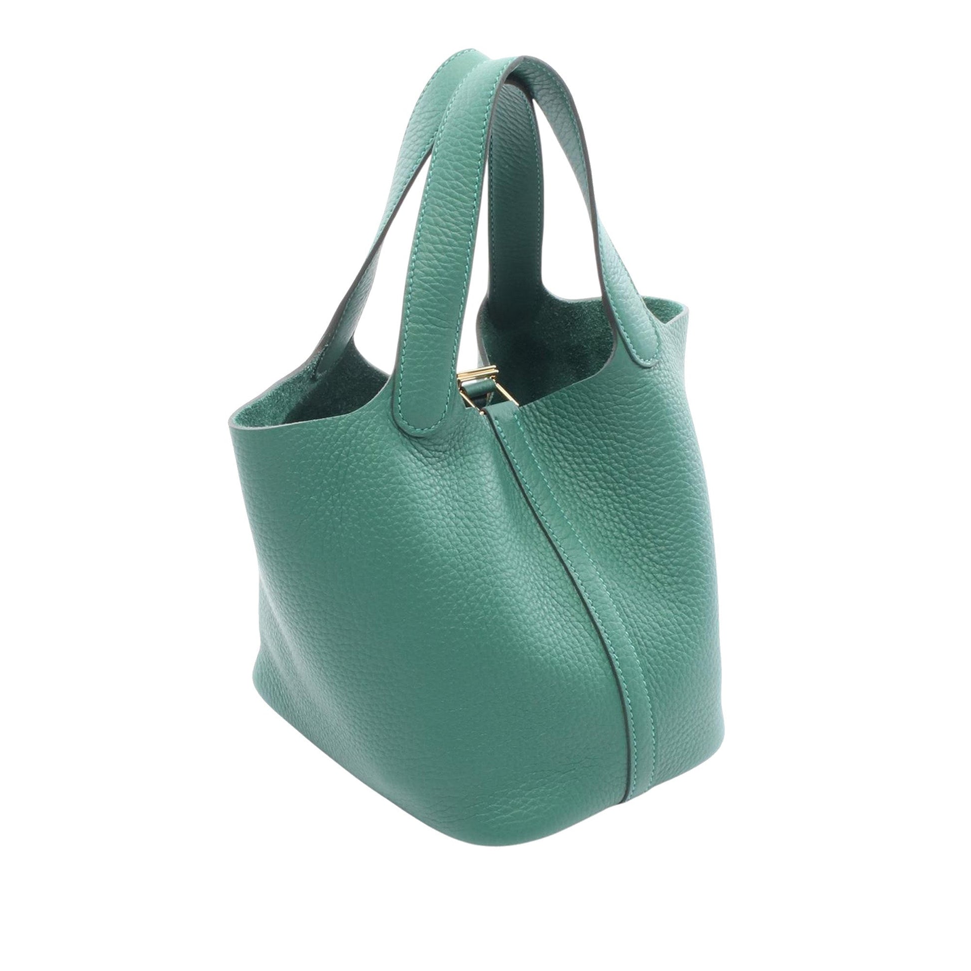 Hermès HERMES Picotin Lock PM Handbag Taurillon Clemence leather Taurillon Clemence Green Used Women