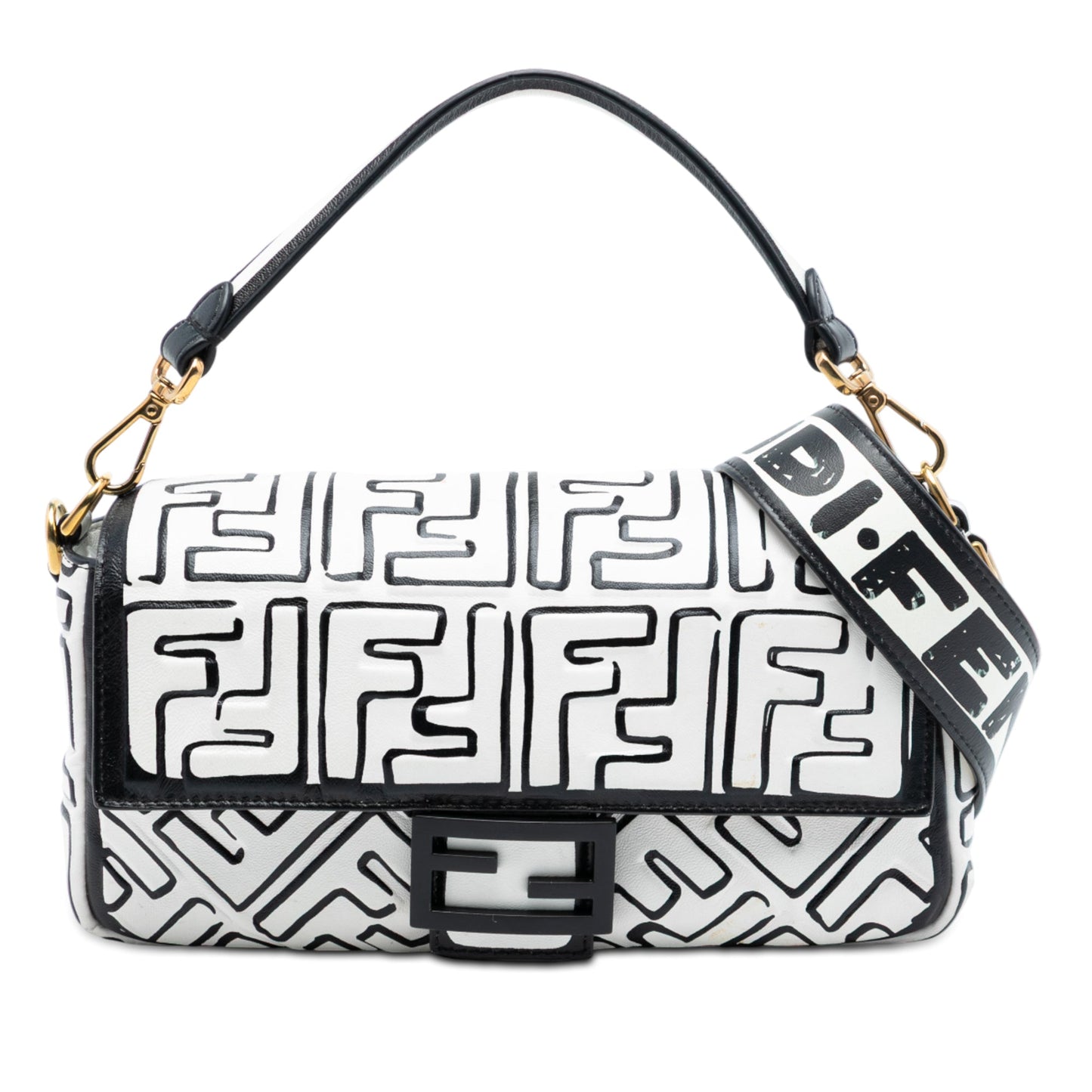 Fendi Joshua Vides California Sky Medium Embossed Leather Baguette Satchel