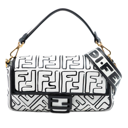 Fendi Joshua Vides California Sky Medium Embossed Leather Baguette Satchel