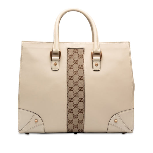 Gucci Calfskin and GG Canvas Nailhead Tote