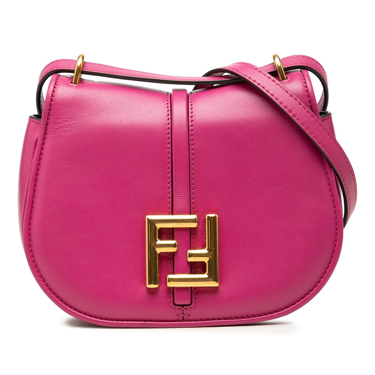 Fendi Mini Leather C mon Crossbody — Pink