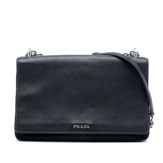 Prada Saffiano Lux and Tessuto Chain Crossbody