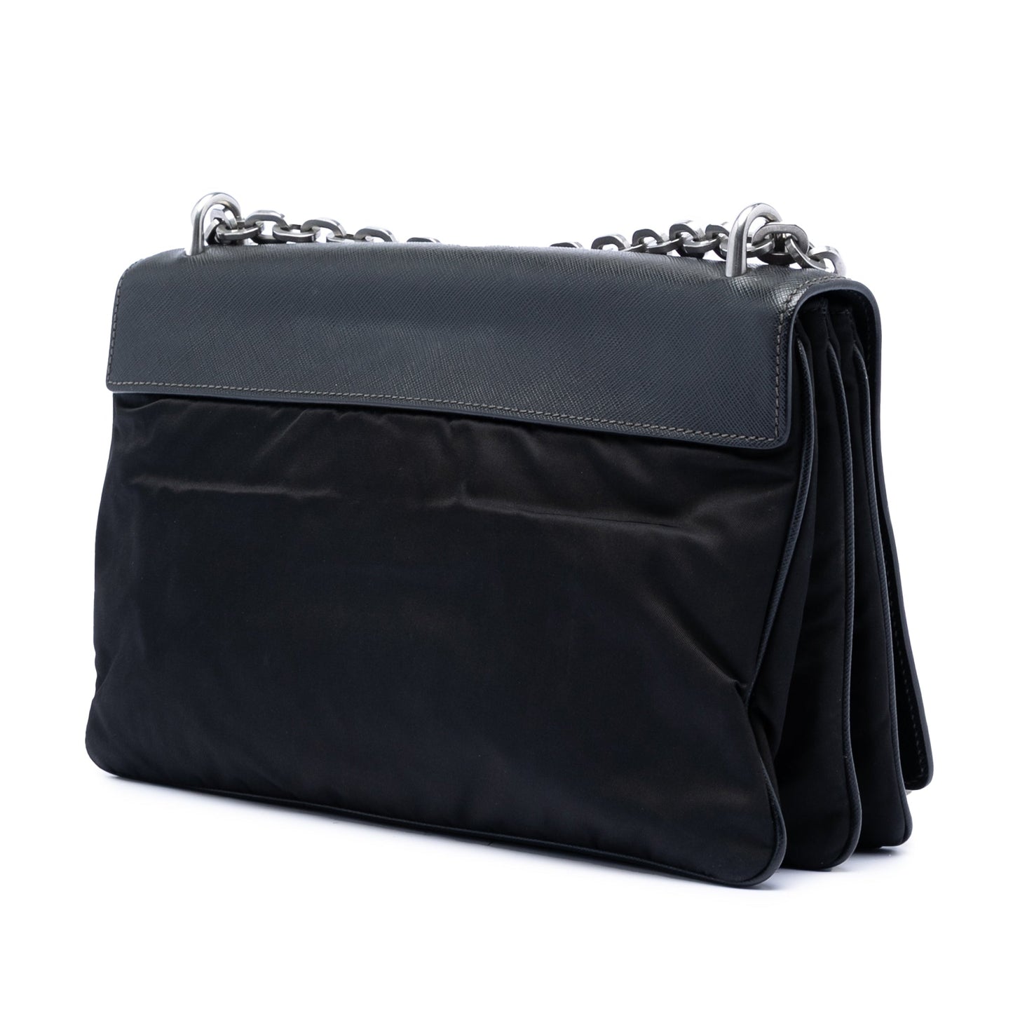 Prada Saffiano Lux and Tessuto Chain Crossbody