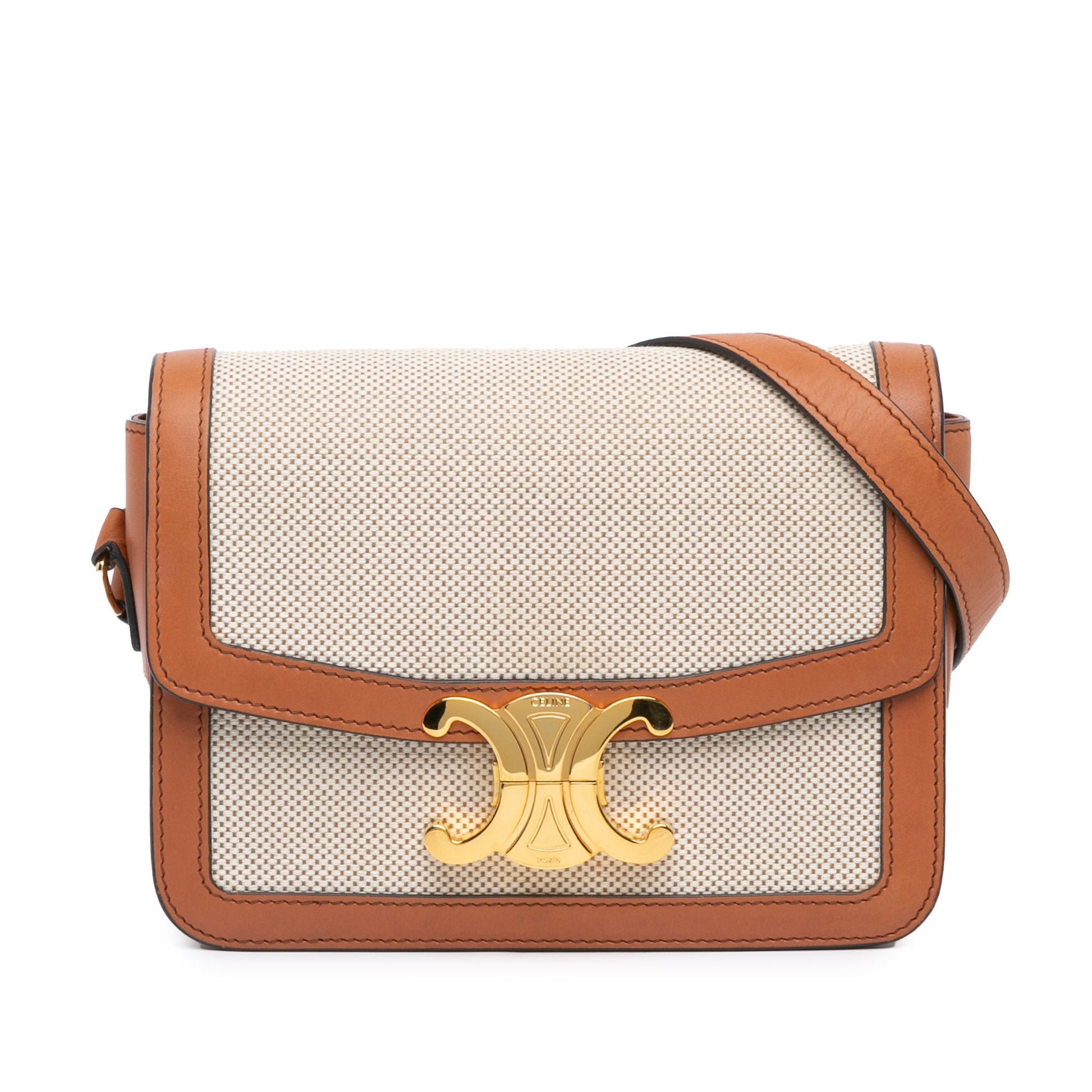 Celine Teen Canvas and Calfskin Triomphe Crossbody