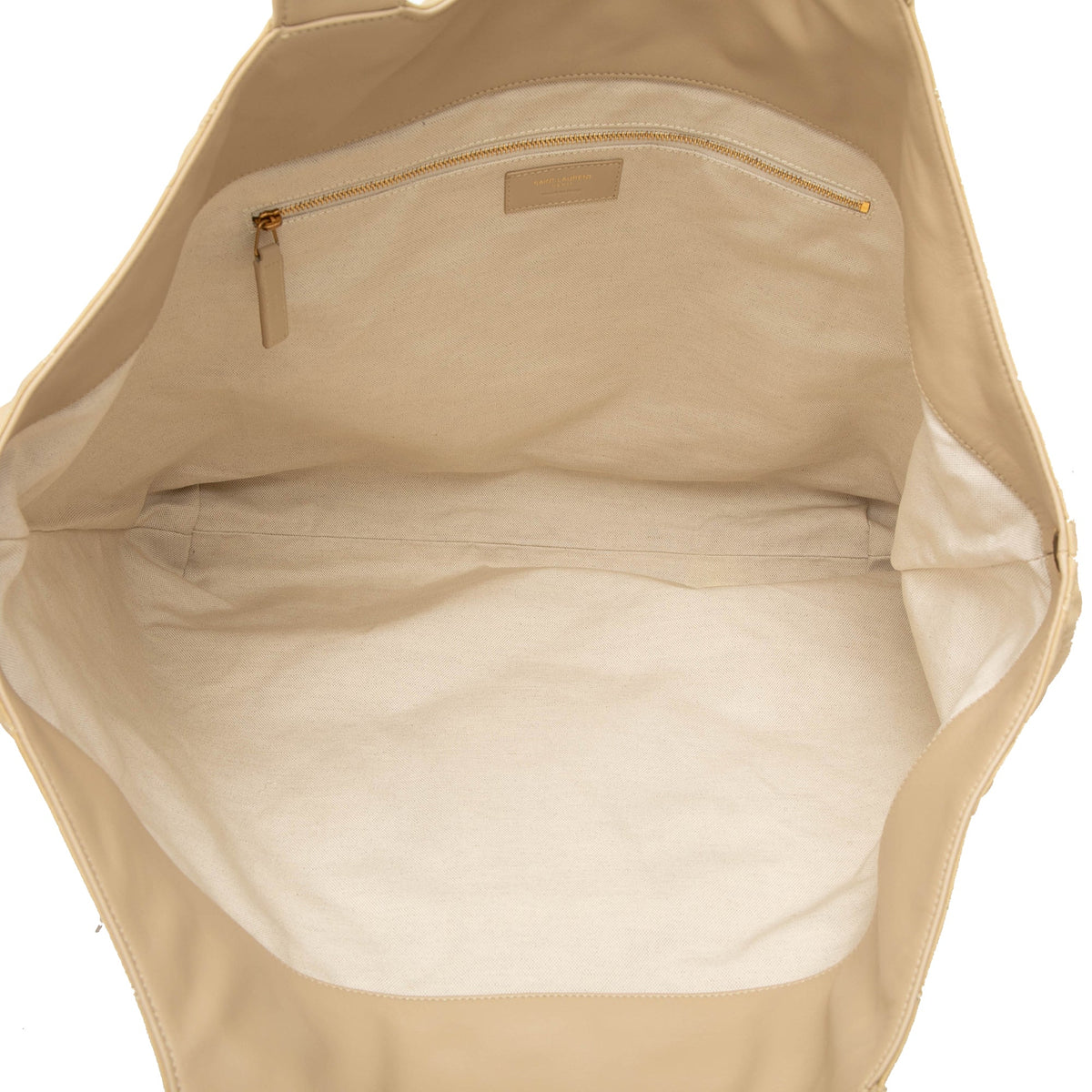Saint Laurent Maxi Quilted Nubuck Icare Shopping Tote — Beige