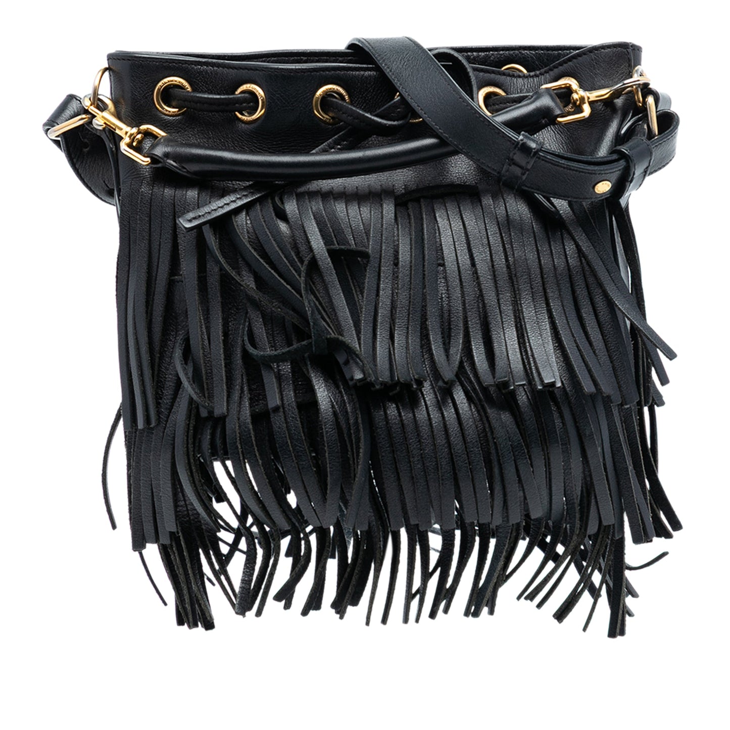 Saint Laurent Small Calfskin Emmanuelle Fringe Bucket Bag