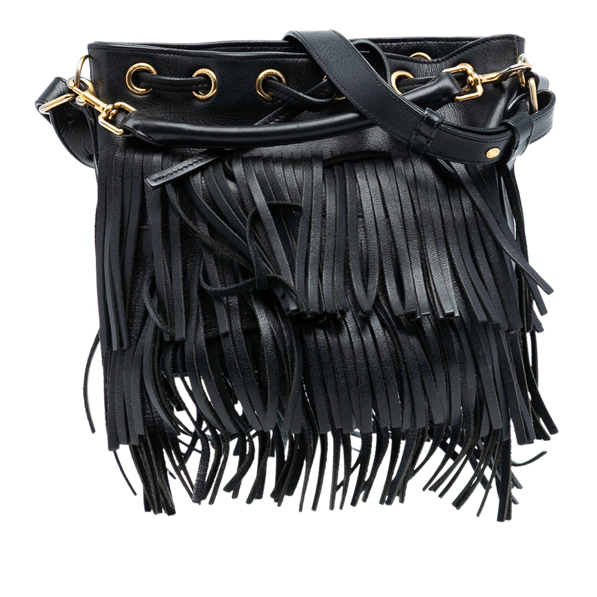 Saint Laurent Small Calfskin Emmanuelle Fringe Bucket Bag