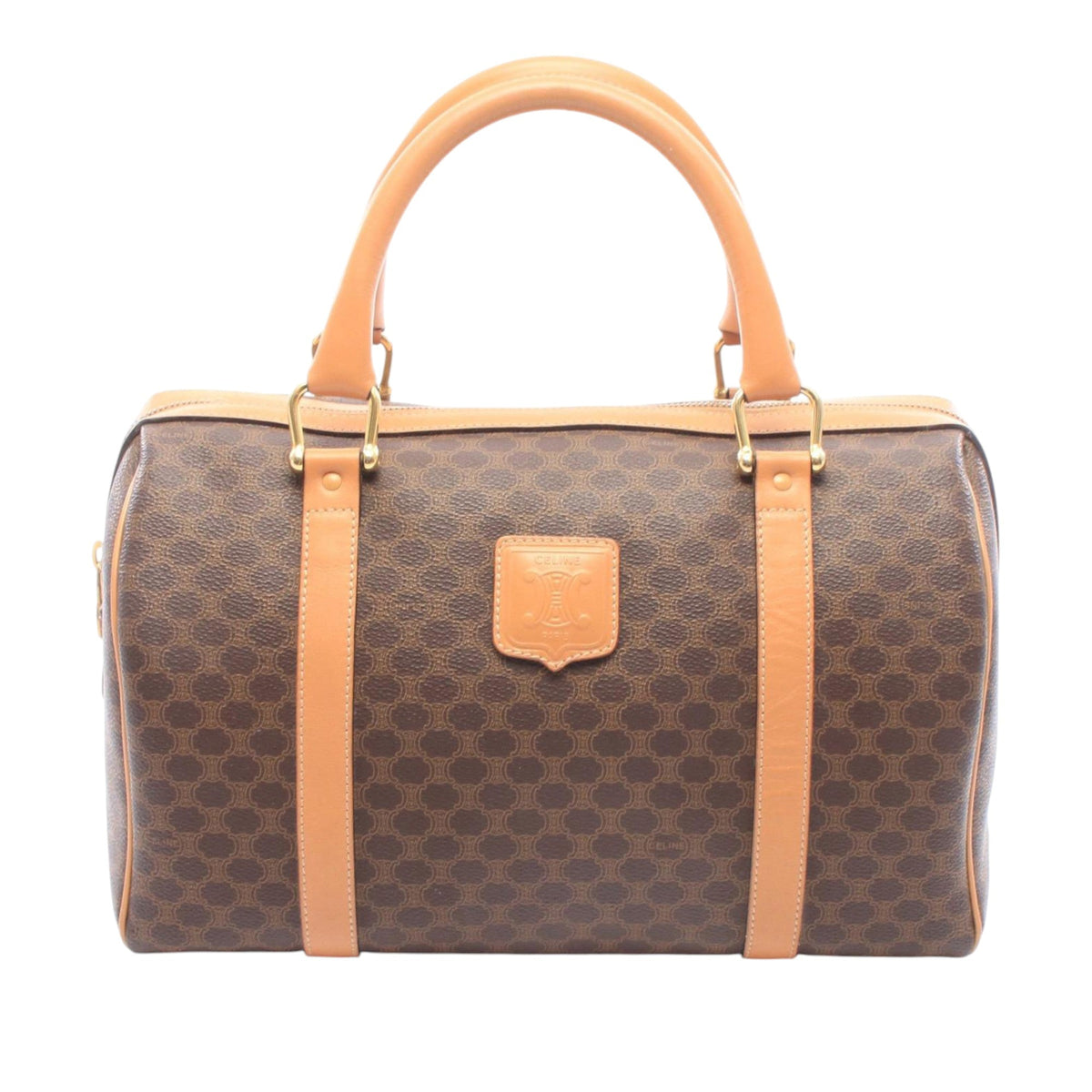 Celine Macadam Coated Canvas Boston Bag — Brown