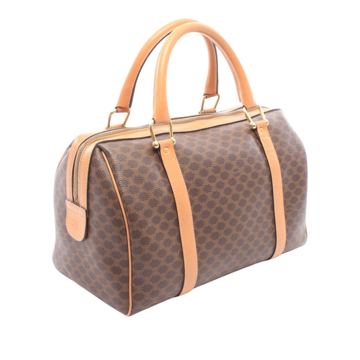 Celine Macadam Coated Canvas Boston Bag — Brown