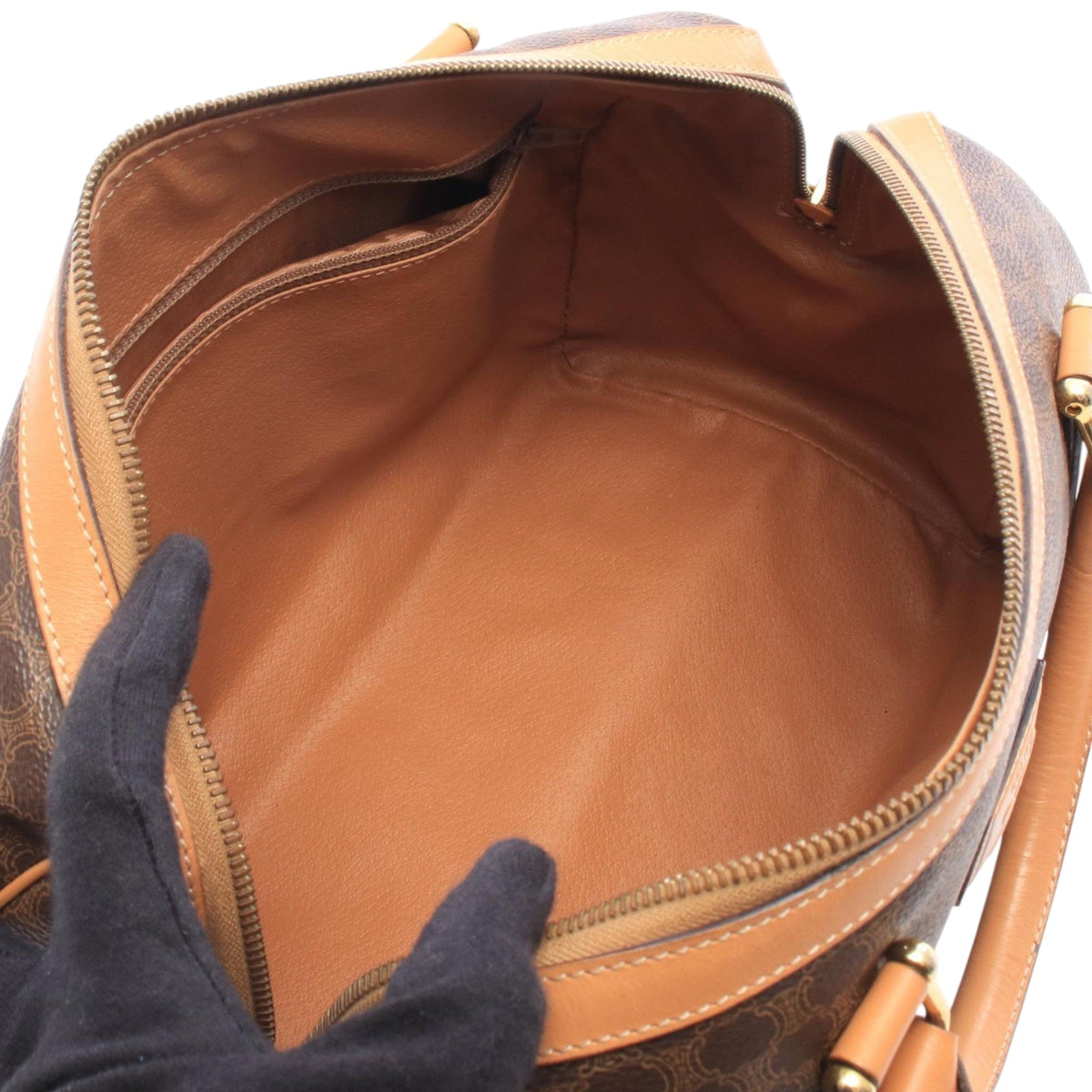 Celine Macadam Coated Canvas Boston Bag — Brown