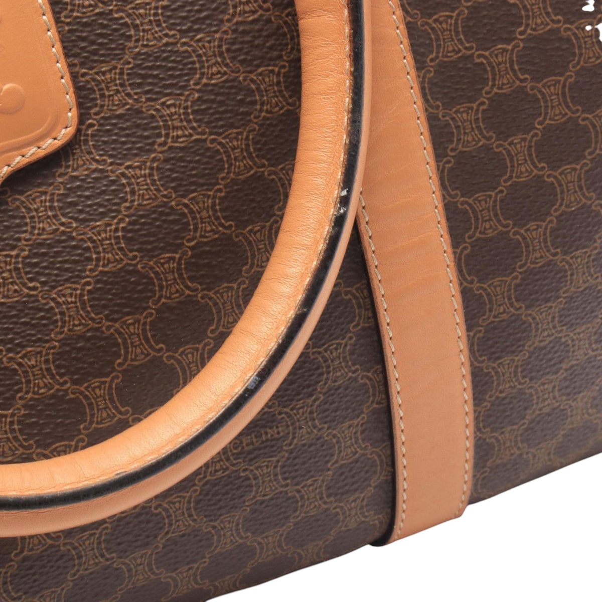 Celine Macadam Coated Canvas Boston Bag — Brown