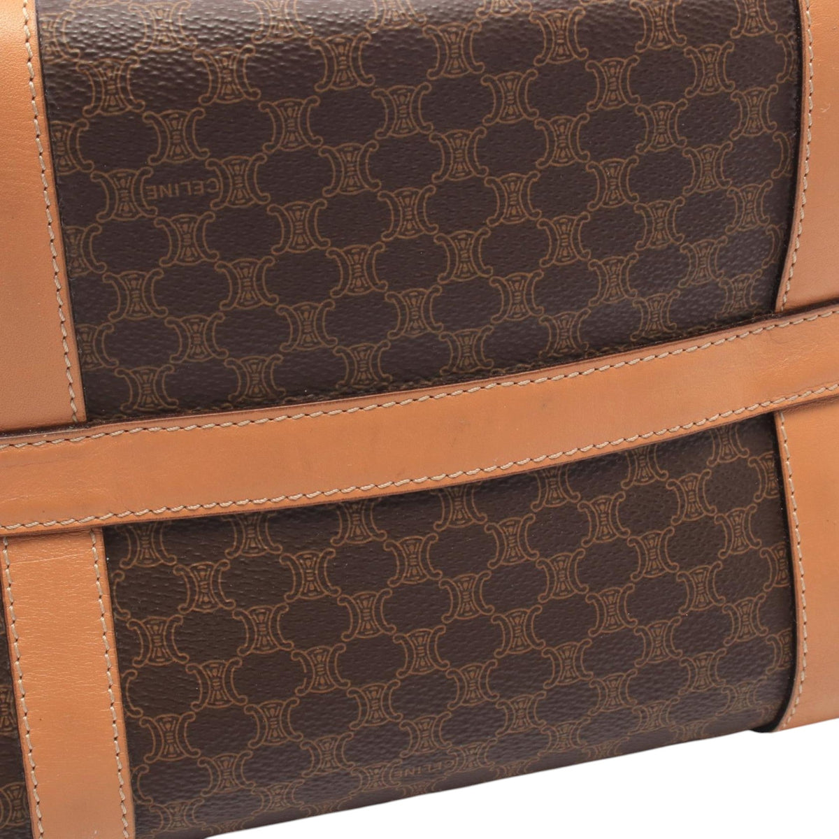 Celine Macadam Coated Canvas Boston Bag — Brown