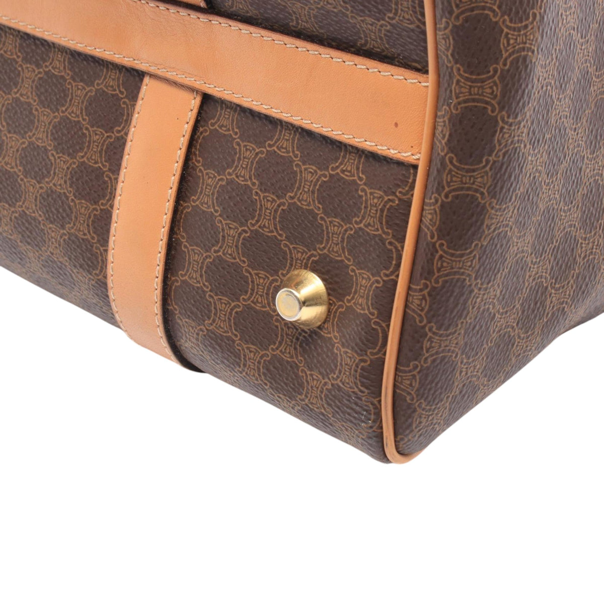 Celine Macadam Coated Canvas Boston Bag — Brown