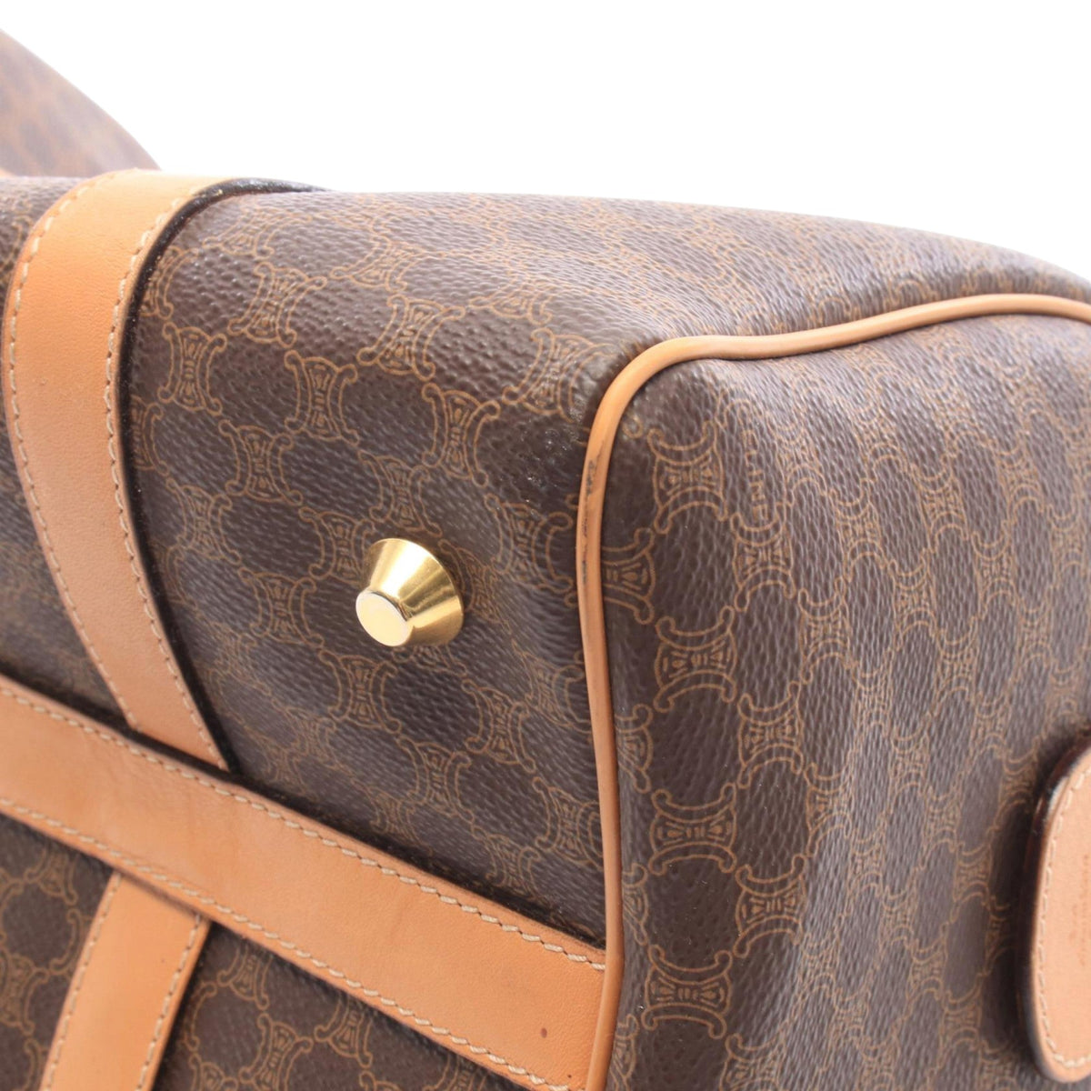 Celine Macadam Coated Canvas Boston Bag — Brown