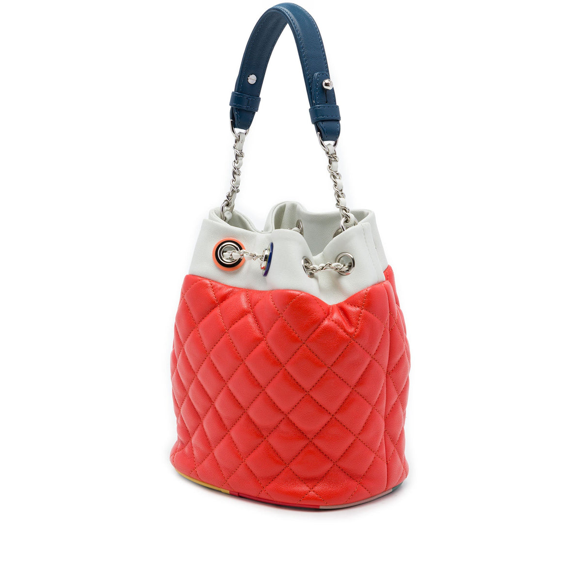 Chanel CC Multicolor Quilted Lambskin Cuba Drawstring Bucket Bag — Orange
