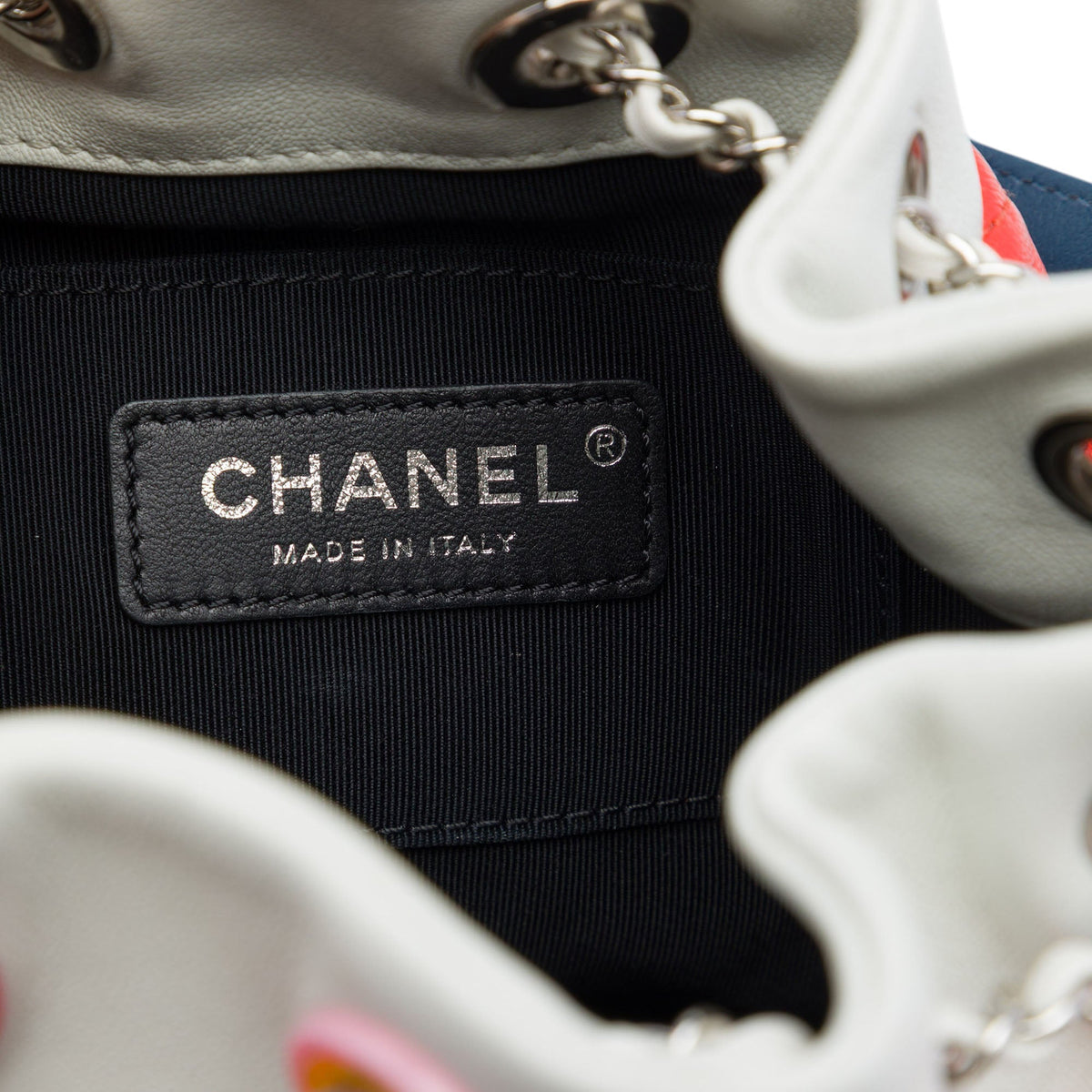 Chanel CC Multicolor Quilted Lambskin Cuba Drawstring Bucket Bag — Orange