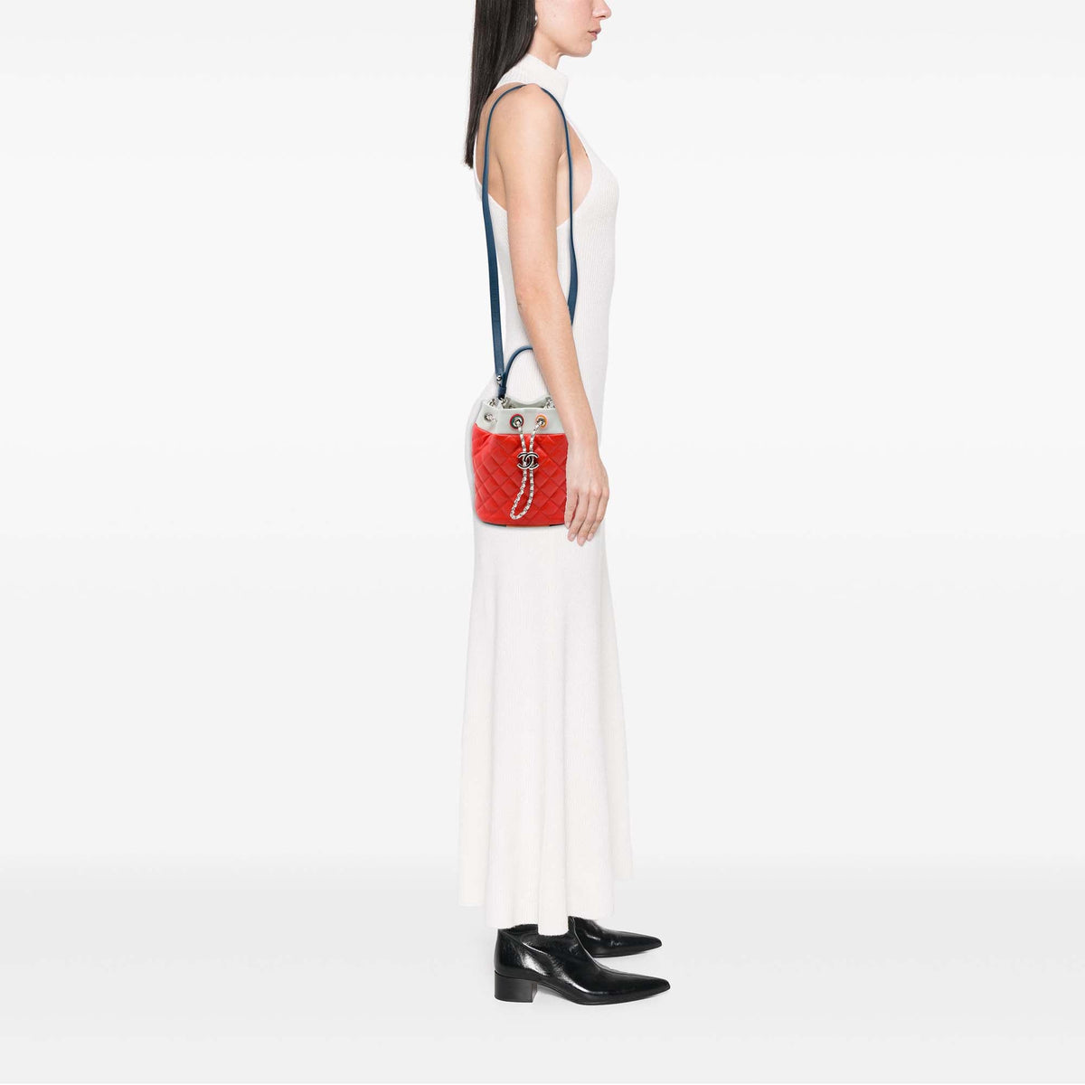 Chanel CC Multicolor Quilted Lambskin Cuba Drawstring Bucket Bag — Orange