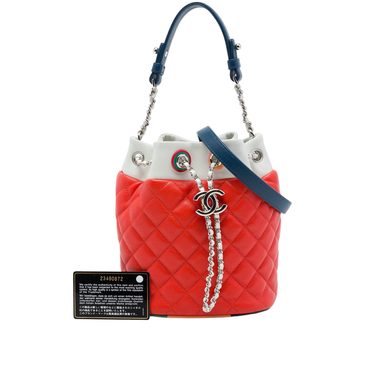 Chanel CC Multicolor Quilted Lambskin Cuba Drawstring Bucket Bag — Orange