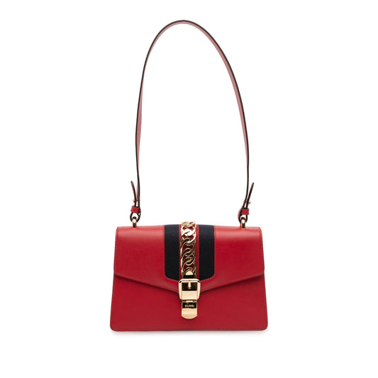 Gucci Small Leather Sylvie Web Satchel