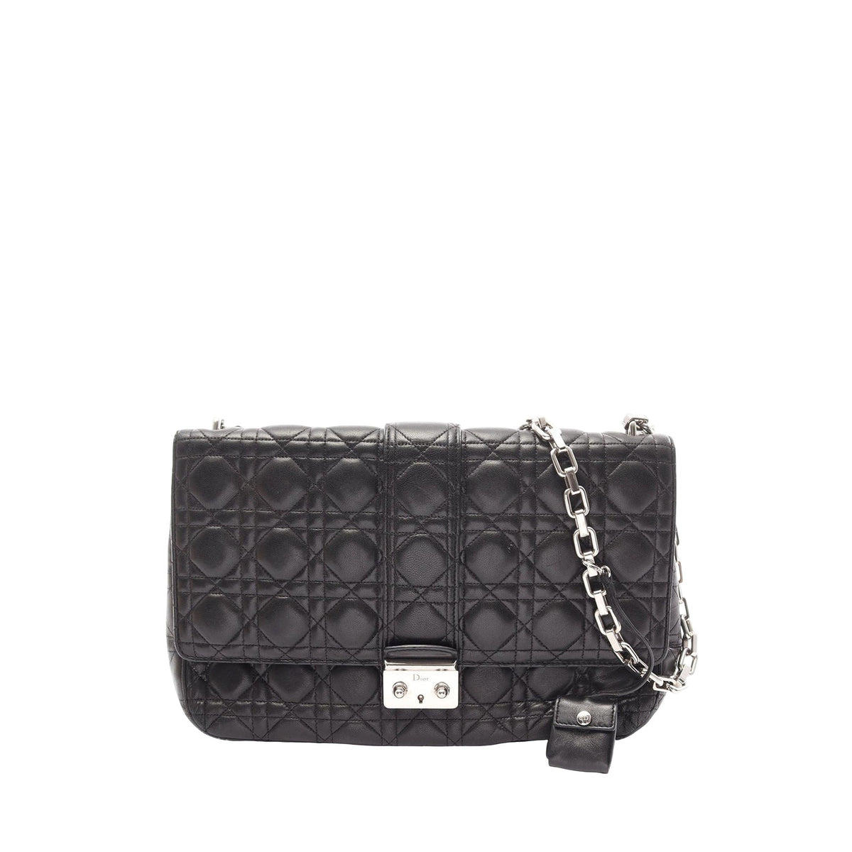 Dior Lambskin Cannage New Lock Shoulder Bag — Black