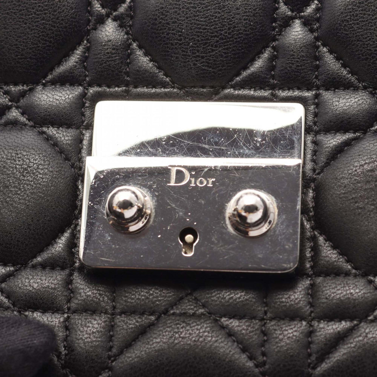 Dior Lambskin Cannage New Lock Shoulder Bag — Black