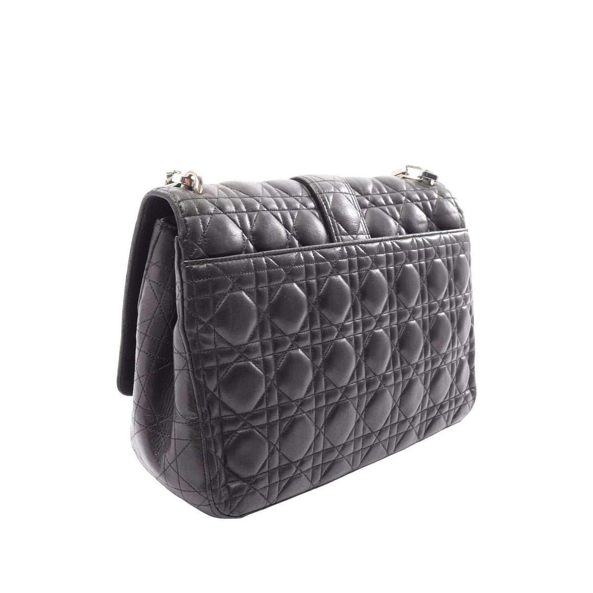 Dior Lambskin Cannage New Lock Shoulder Bag — Black