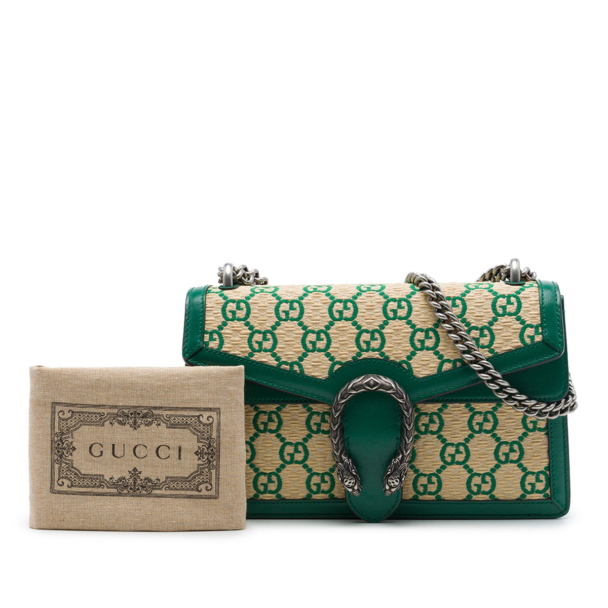 Gucci Medium GG Supreme Straw Effect Dionysus Shoulder Bag — Beige