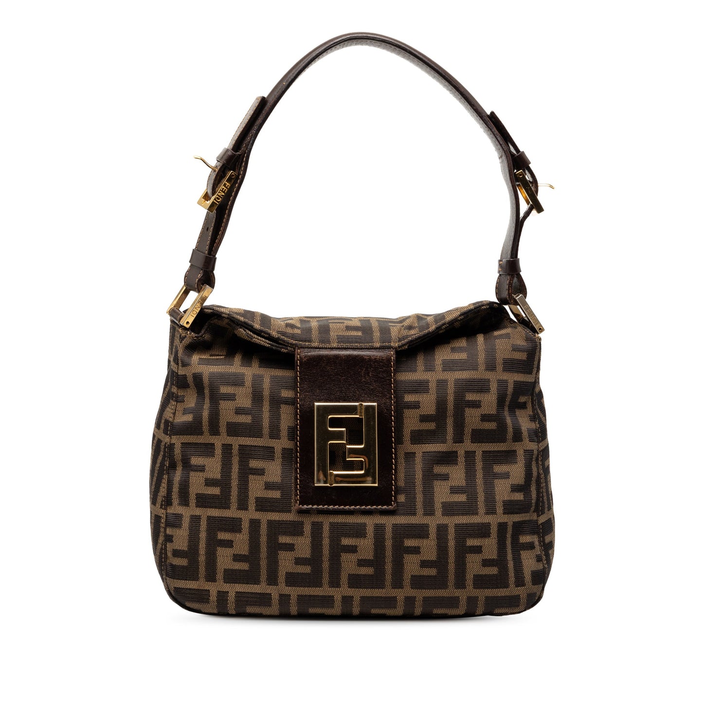 Fendi Zucca Canvas Double Flap Shoulder Bag