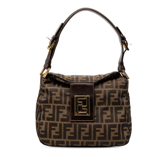 Fendi Zucca Canvas Double Flap Shoulder Bag