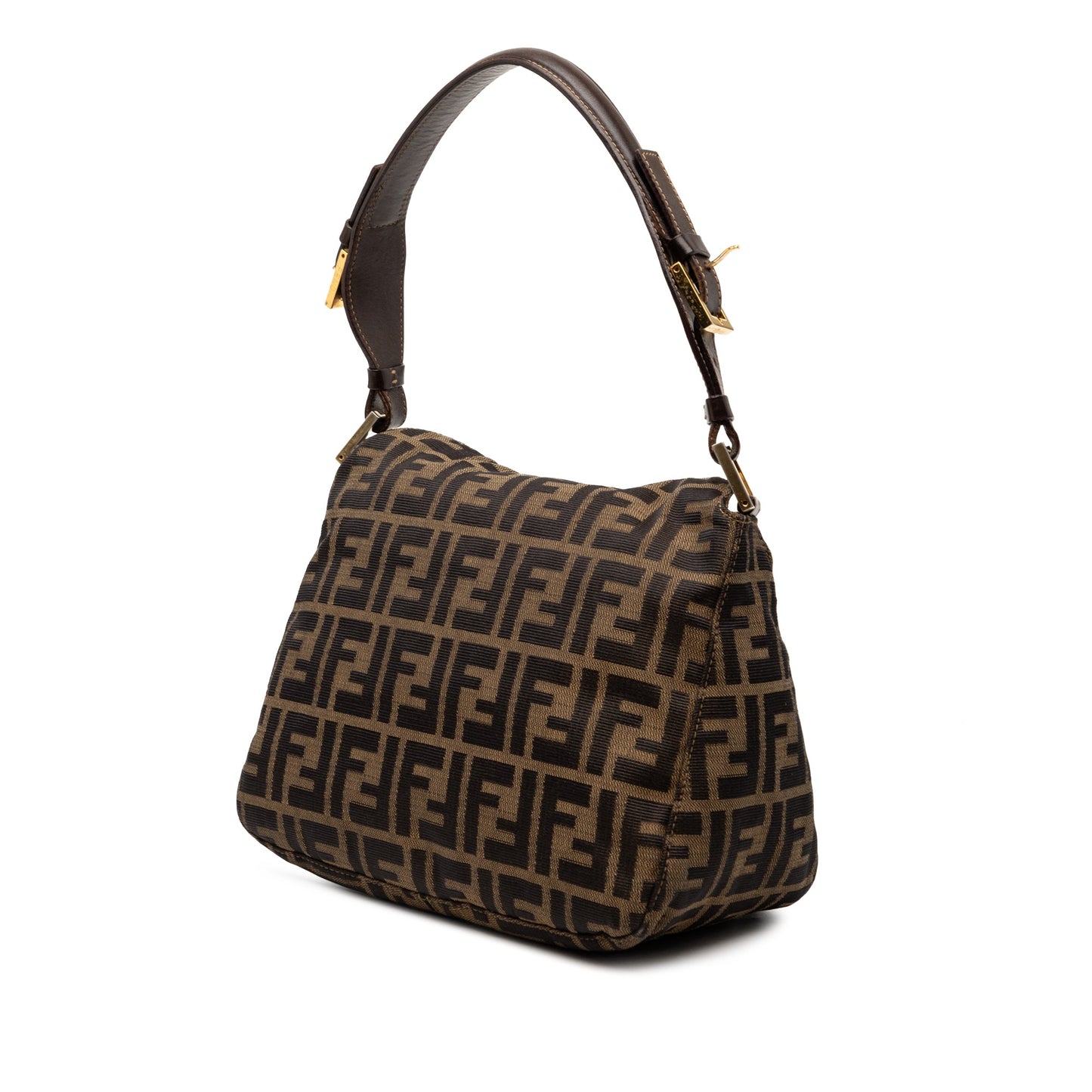 Fendi Zucca Canvas Double Flap Shoulder Bag