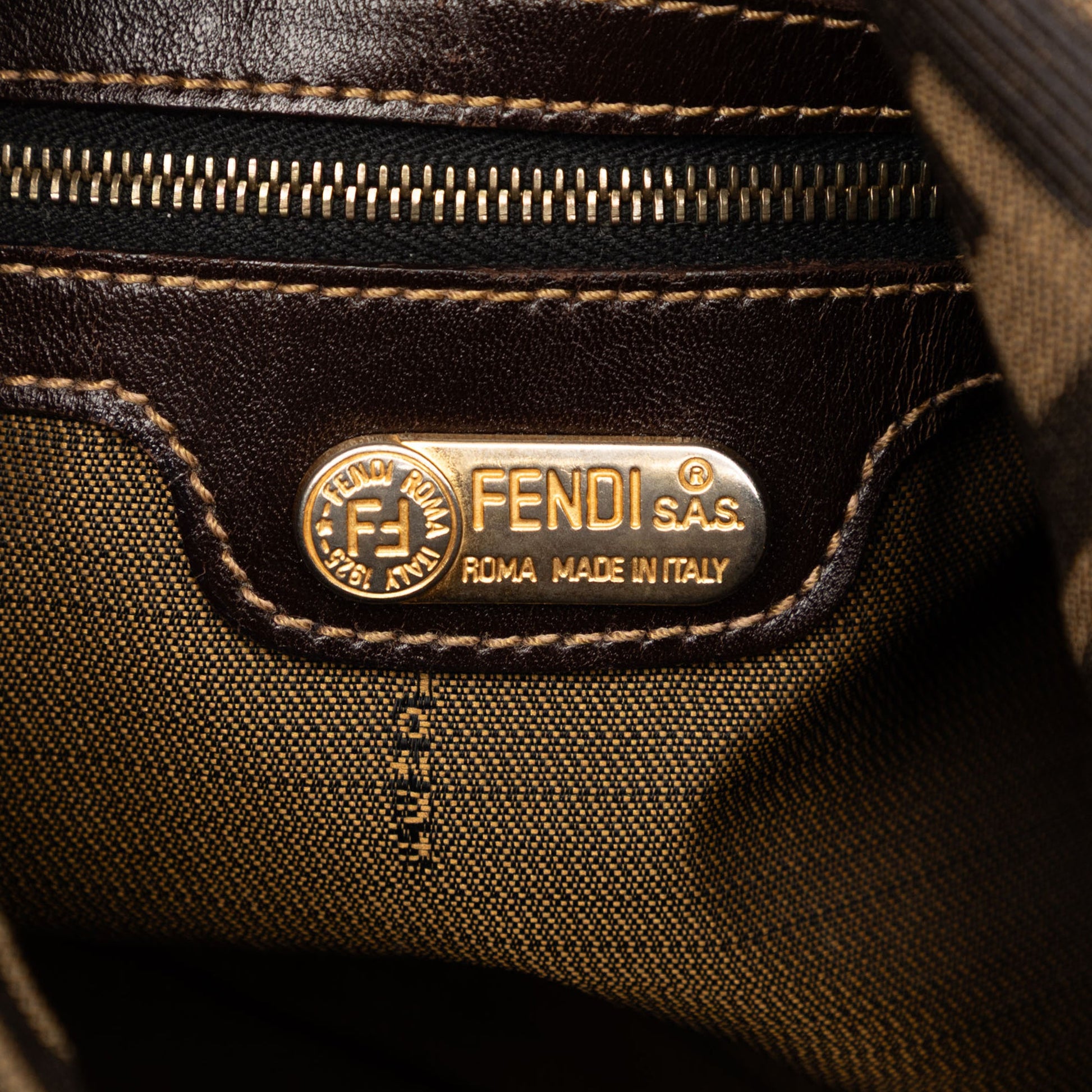 Fendi Zucca Canvas Double Flap Shoulder Bag