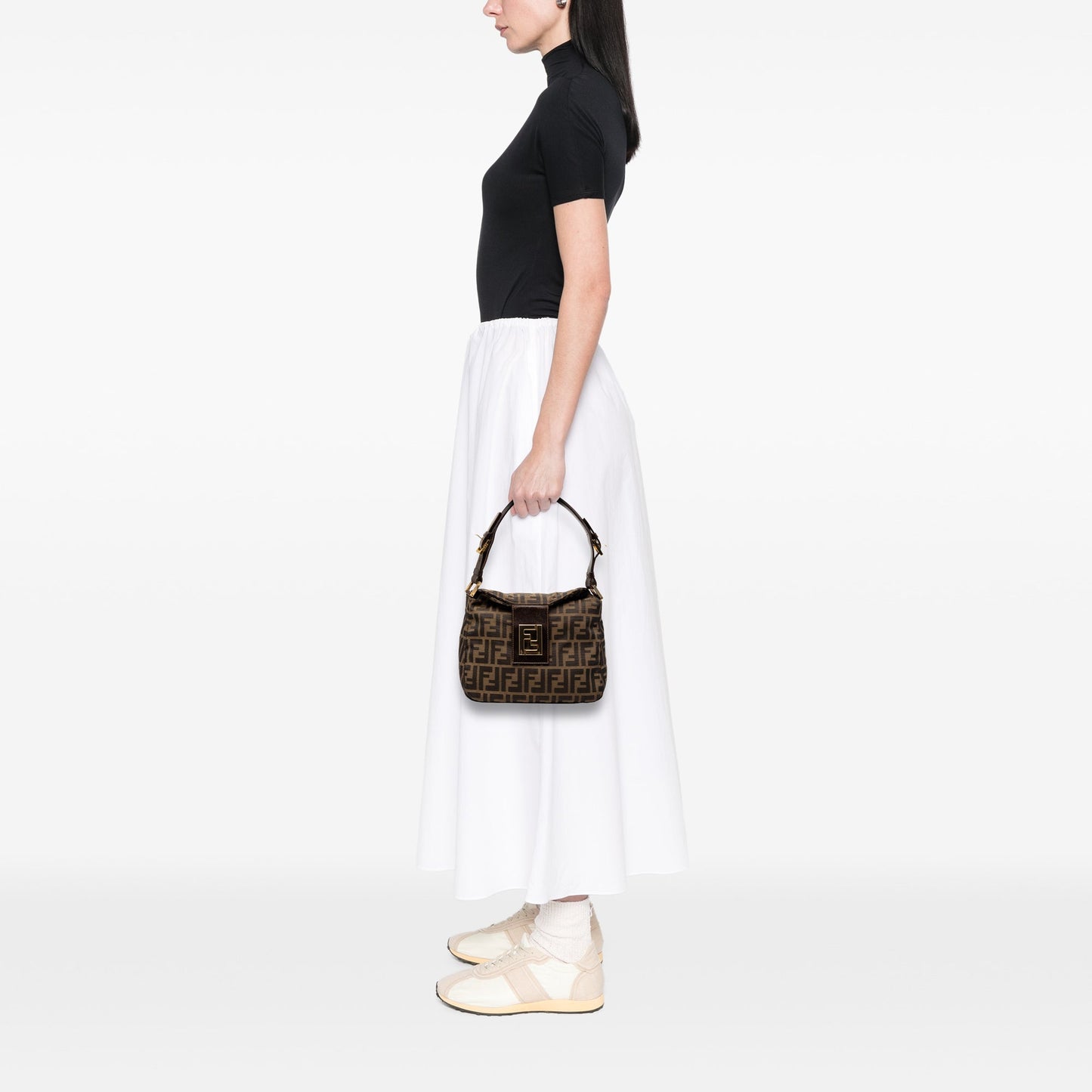 Fendi Zucca Canvas Double Flap Shoulder Bag