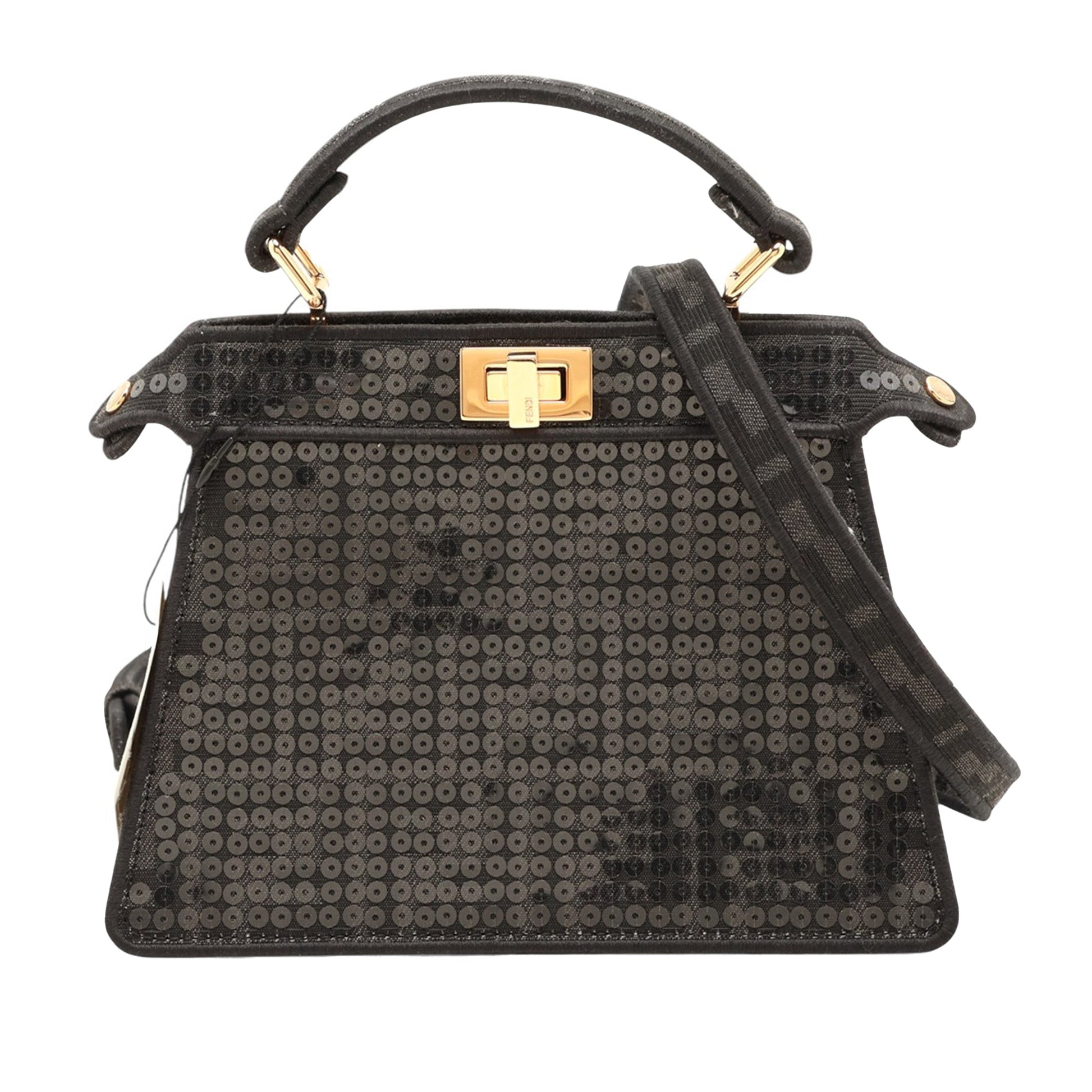 Fendi Petite Sequin and Canvas Peekaboo ISeeU Satchel