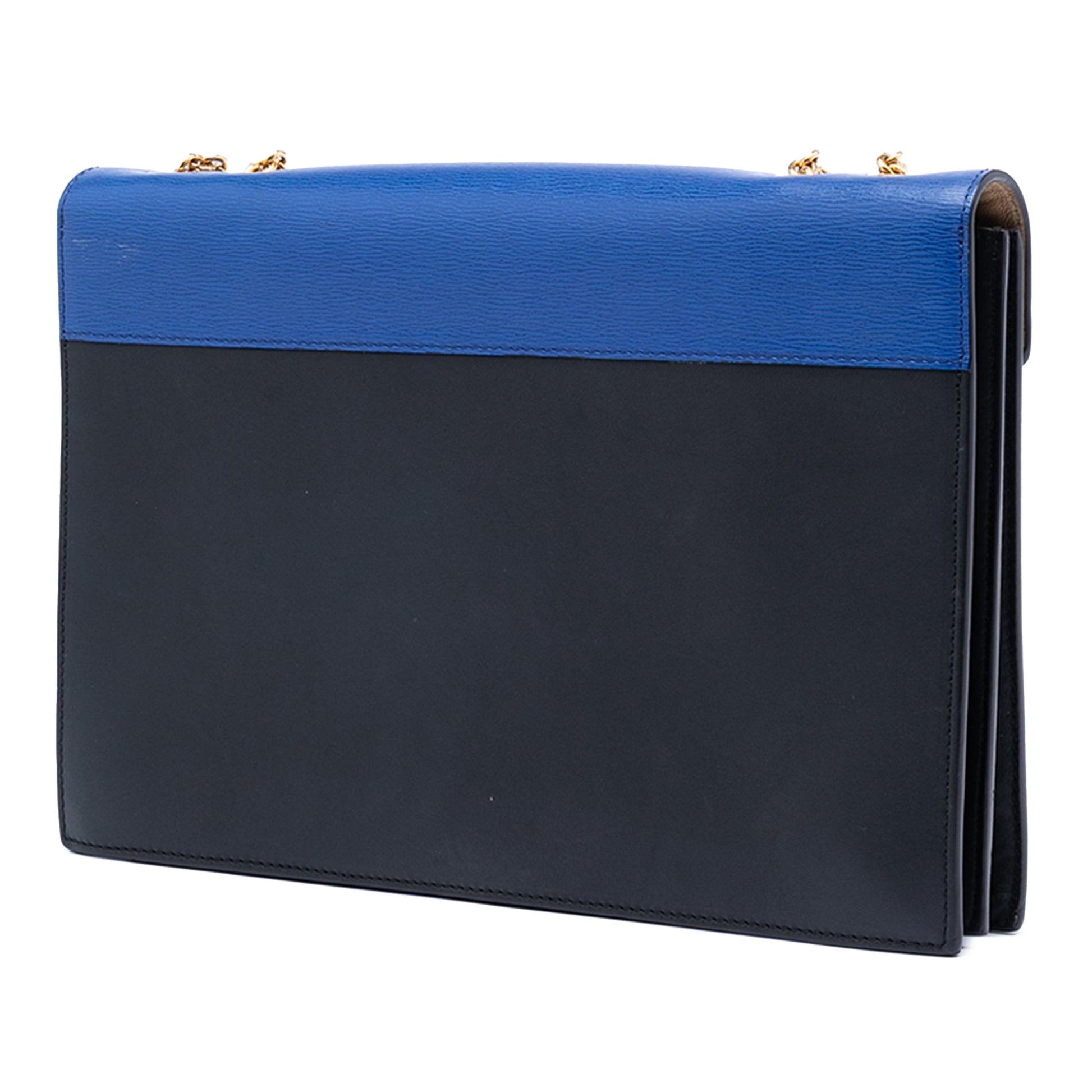 Large Tricolor Calfskin and Suede Pocket Envelope Flap on Chain