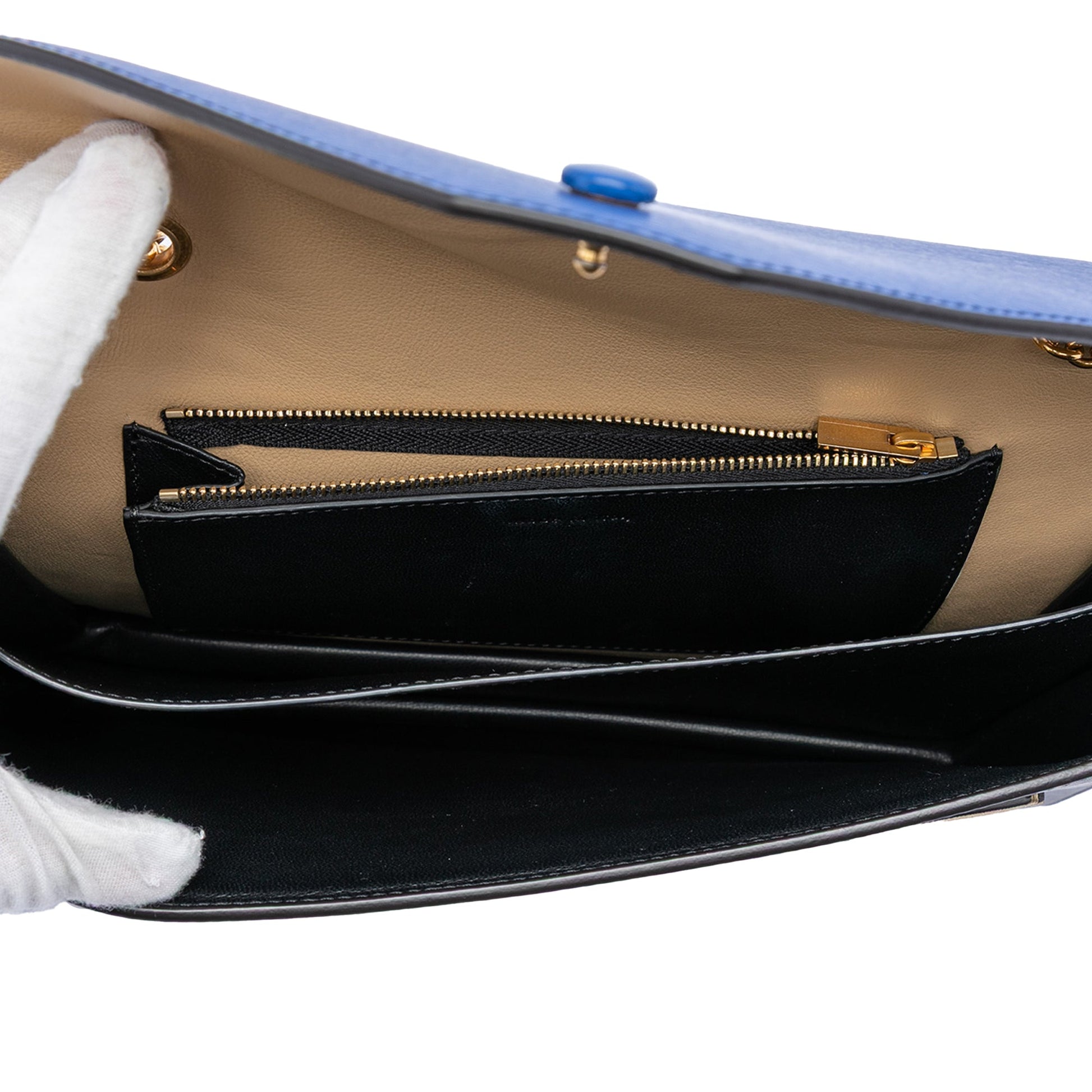 Large Tricolor Calfskin and Suede Pocket Envelope Flap on Chain
