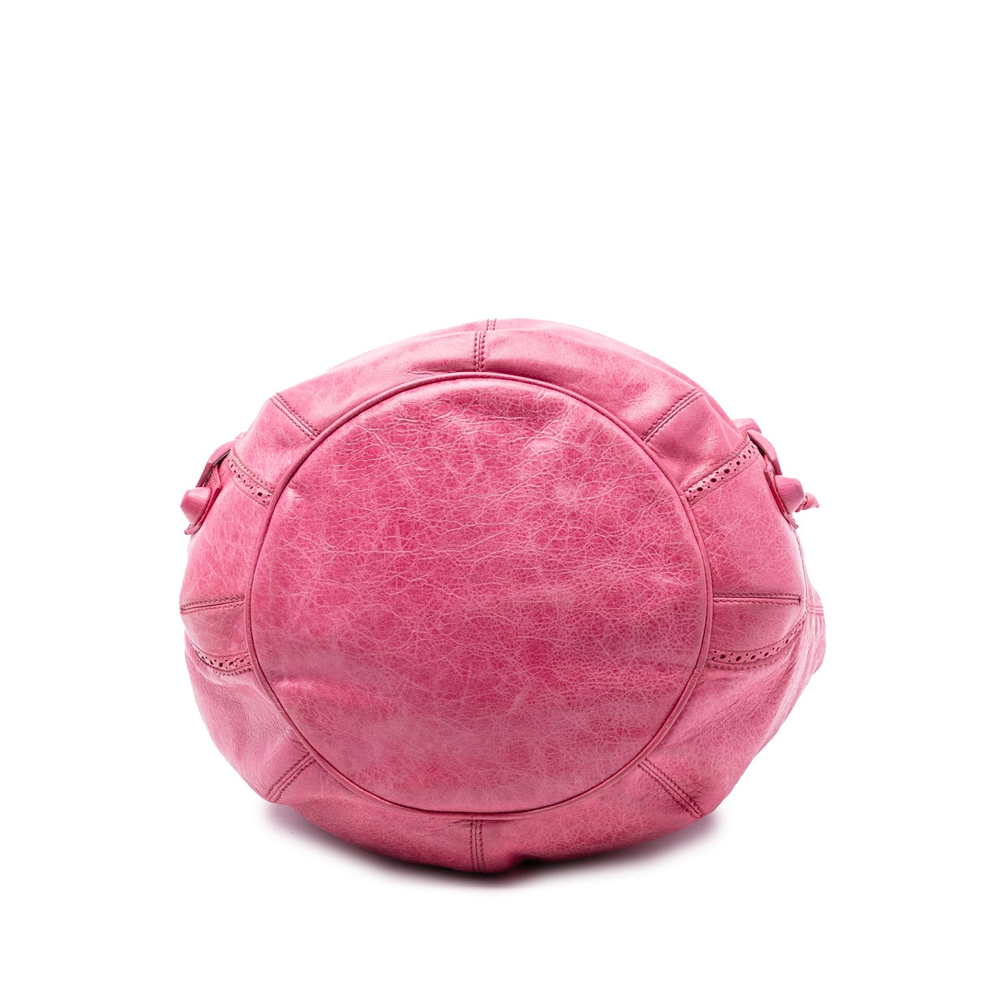 Balenciaga Lambskin Motocross Giant Brogues Pompon Bucket Bag