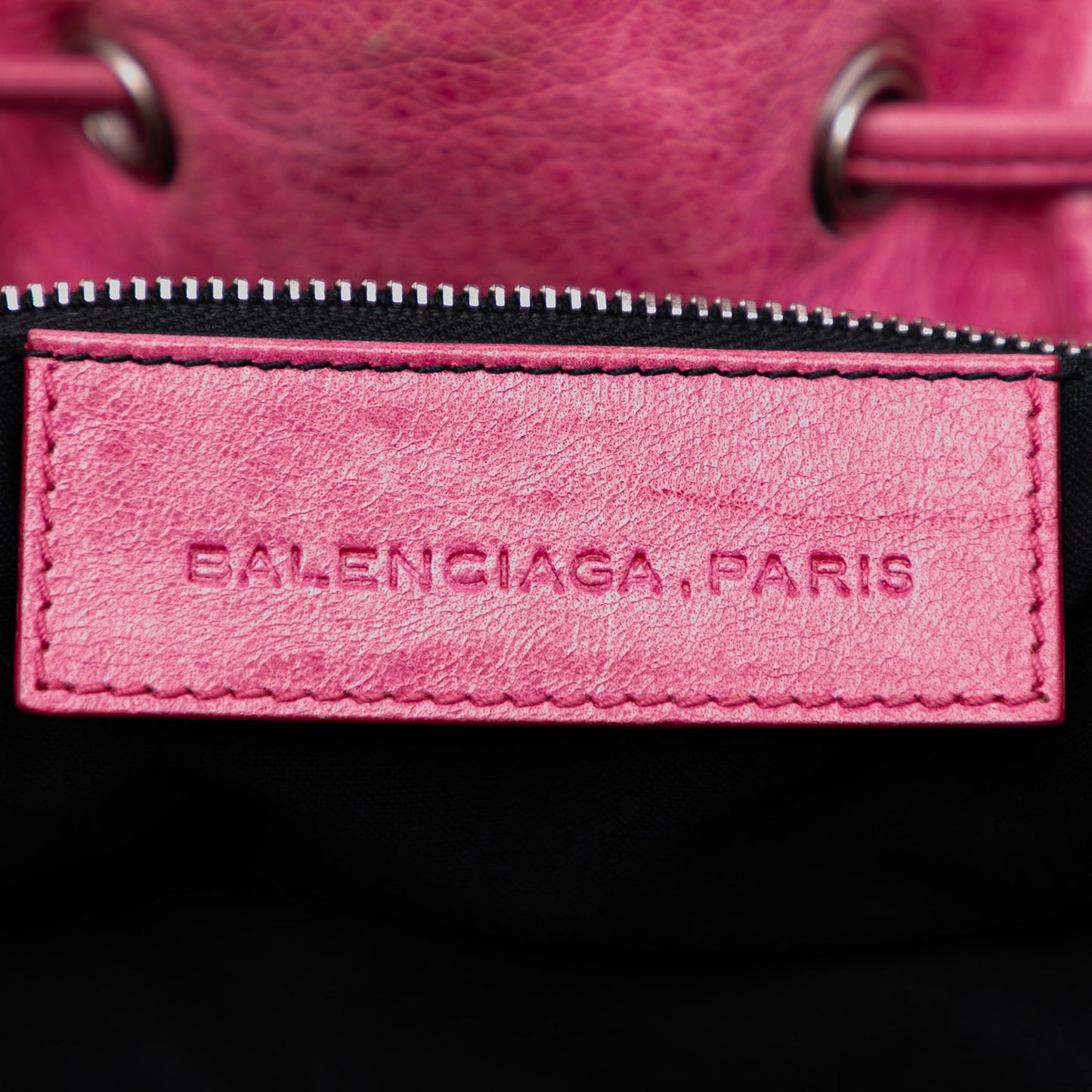 Balenciaga Lambskin Motocross Giant Brogues Pompon Bucket Bag