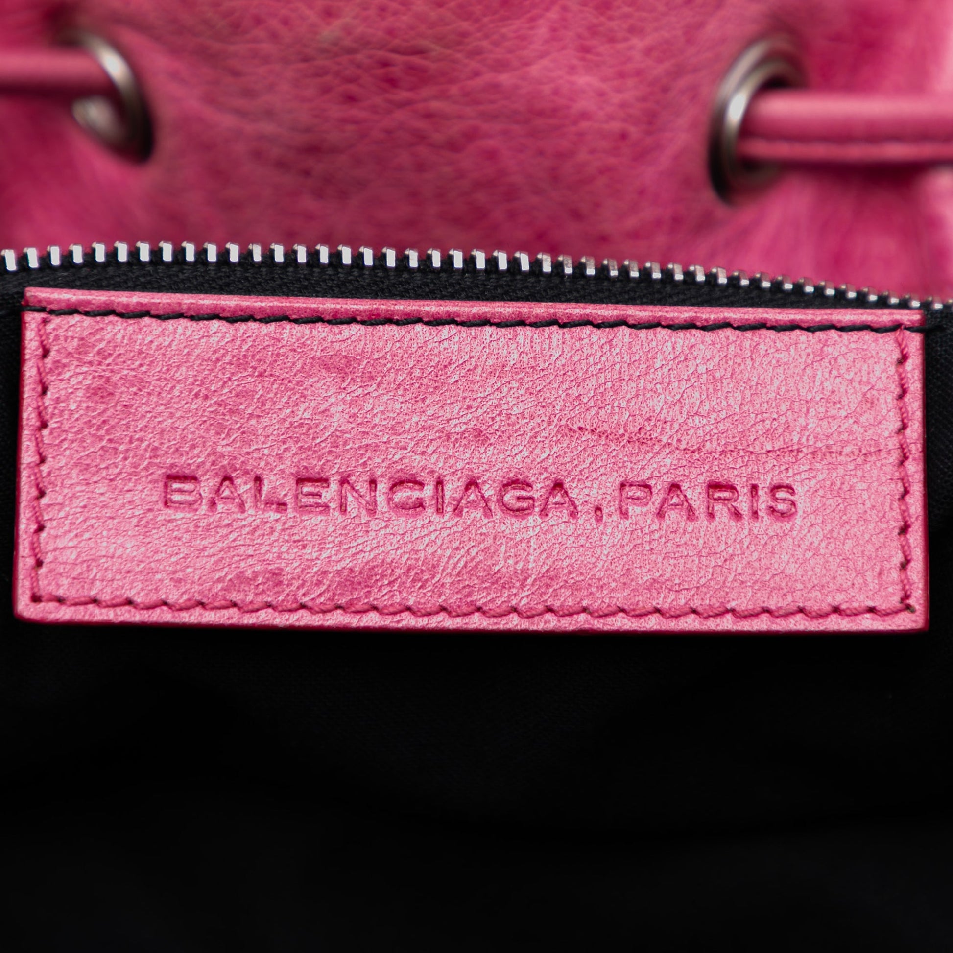 Balenciaga Lambskin Motocross Giant Brogues Pompon Bucket Bag