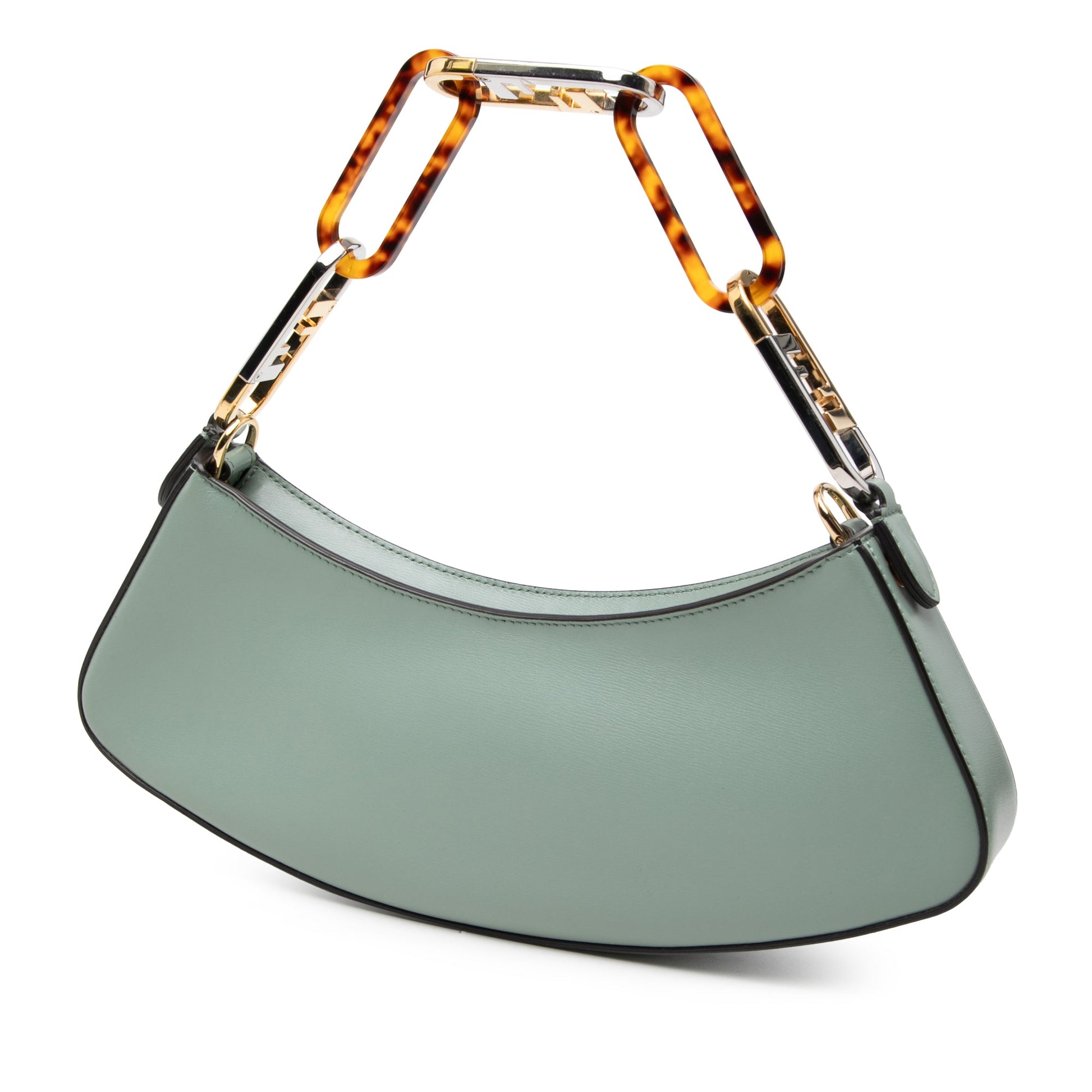 Fendi Leather O Lock Swing Satchel
