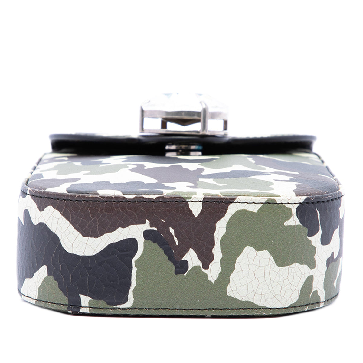 Miu Miu Crystal Embellished Camouflage Print Calfskin Phone Case Crossbody — Green