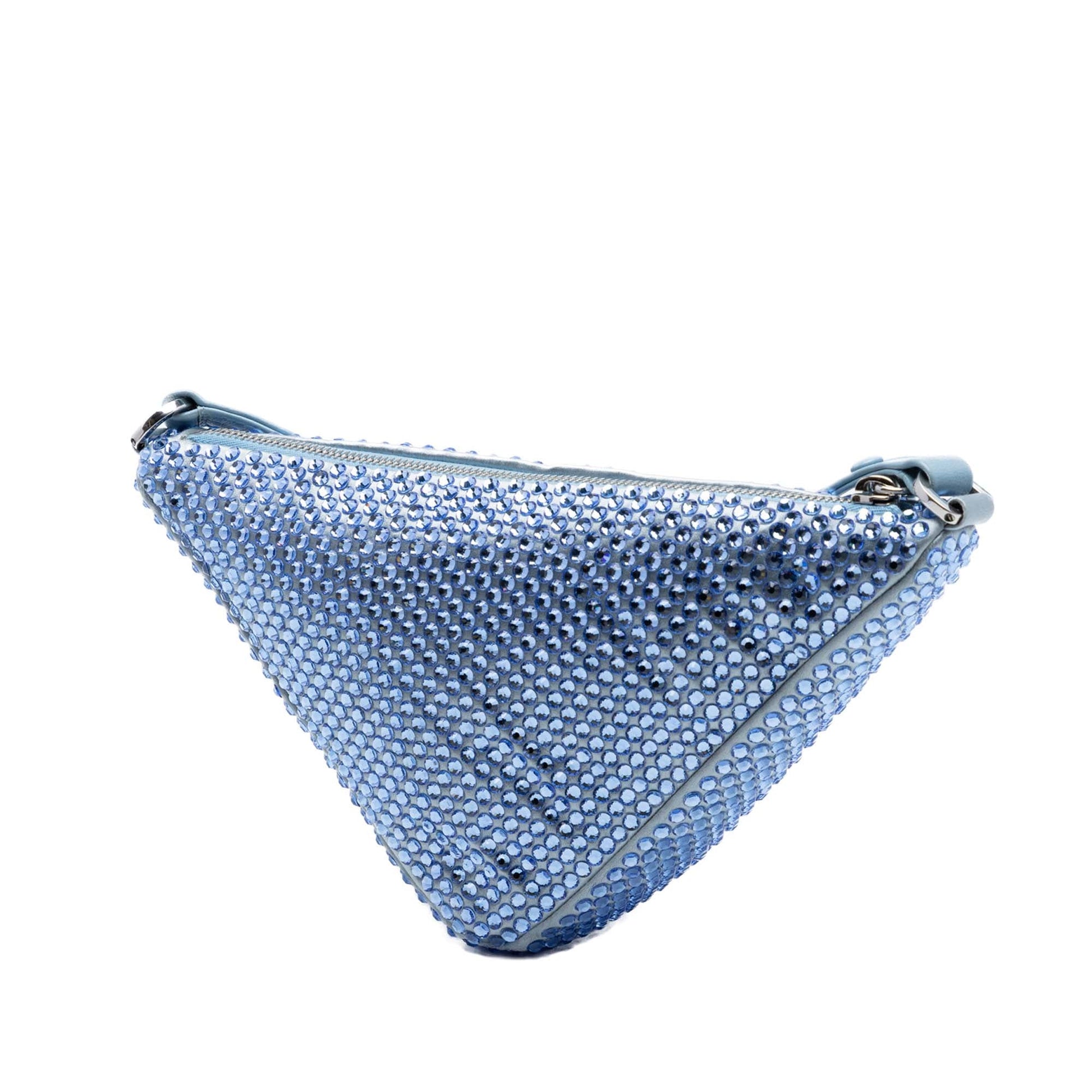 Prada Satin Crystal Embellished Triangle Shoulder Bag