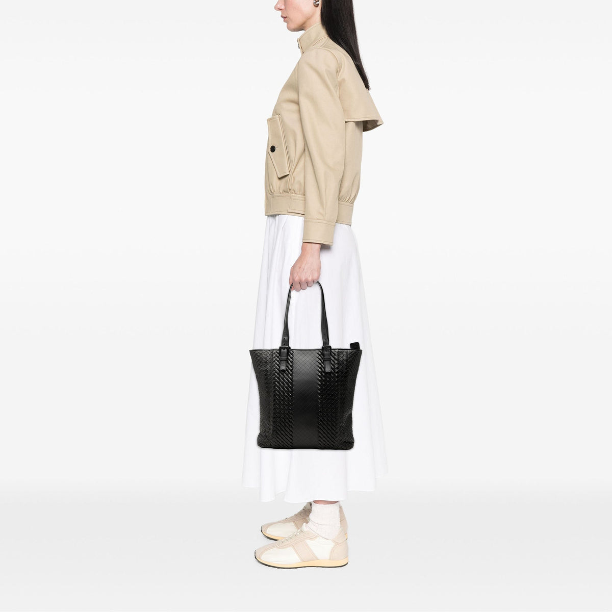 Bottega Veneta Nappa Intreccio Imperatore Tote — Black