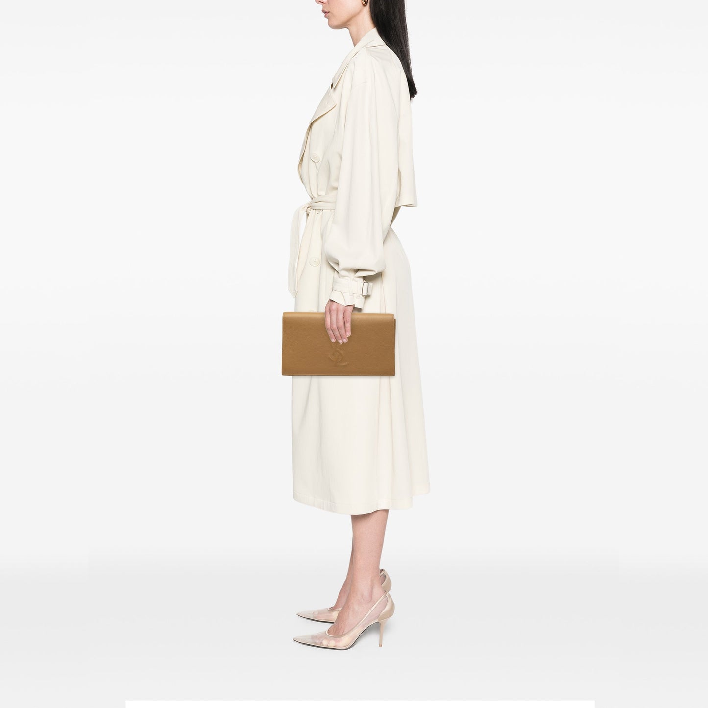 Saint Laurent Large Calfskin Monogram Belle De Jour Clutch