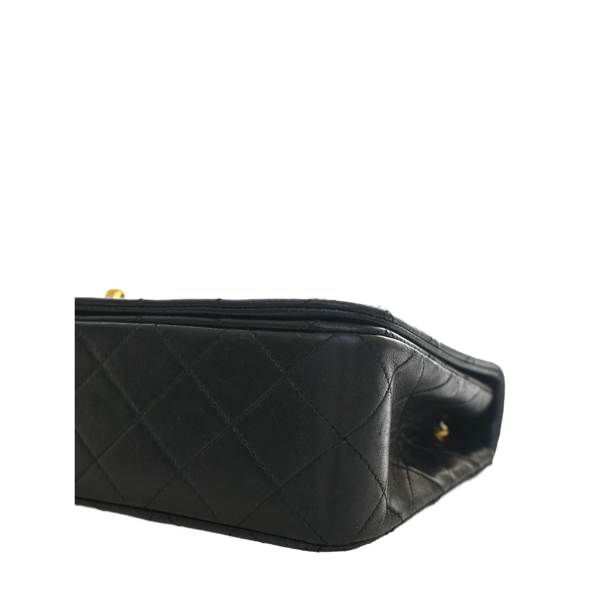 Chanel CC Quilted Lambskin Turnlock Full Single Flap — Black